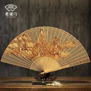 |načini Chang vrata, zložljiva fan sandalovine fan votel, ven dar collectables - avtogram obrt sandalovine ventilator v suzhou